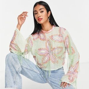 ASOS sequins fringe top